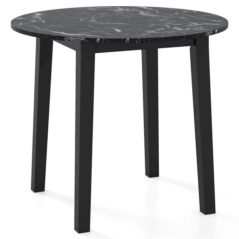 Gymax 35 Table de cuisine ronde avec placage texturé marbre