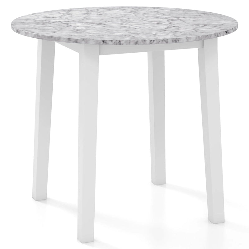 Gymax 35 Table de cuisine ronde avec placage texturé marbre