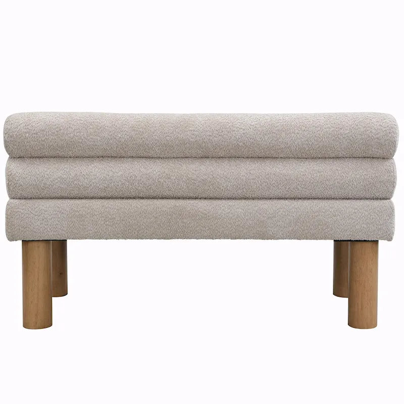 Banc de salle à manger en tissu bouclé - Pieds en bois d'hévéa