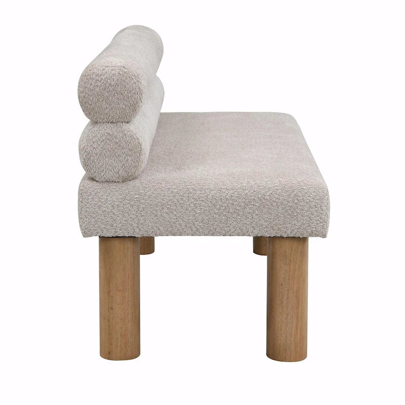 Banc de salle à manger en tissu bouclé - Pieds en bois d'hévéa
