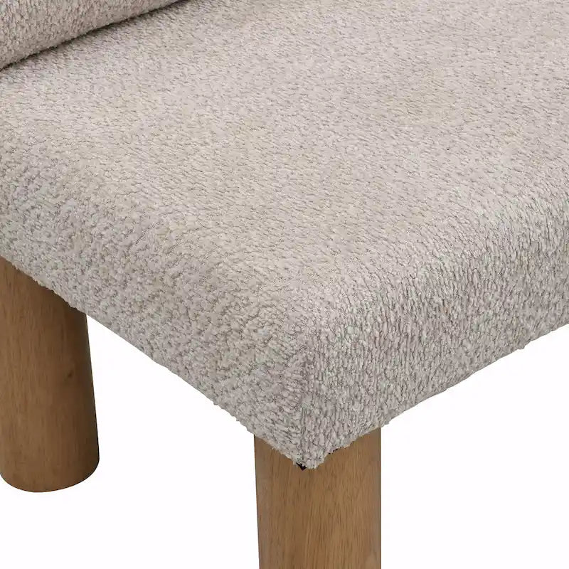 Banc de salle à manger en tissu bouclé - Pieds en bois d'hévéa