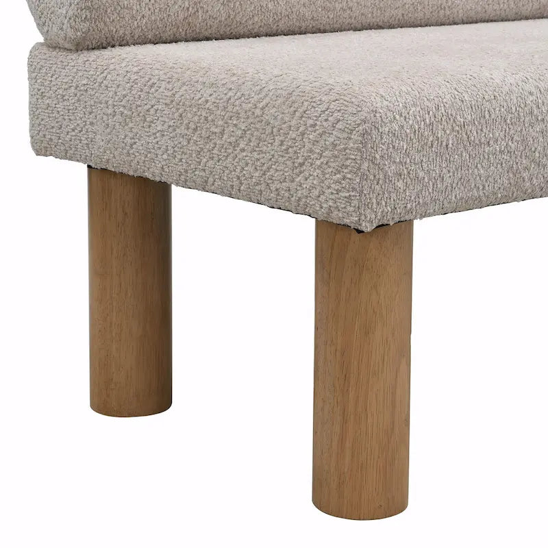 Banc de salle à manger en tissu bouclé - Pieds en bois d'hévéa