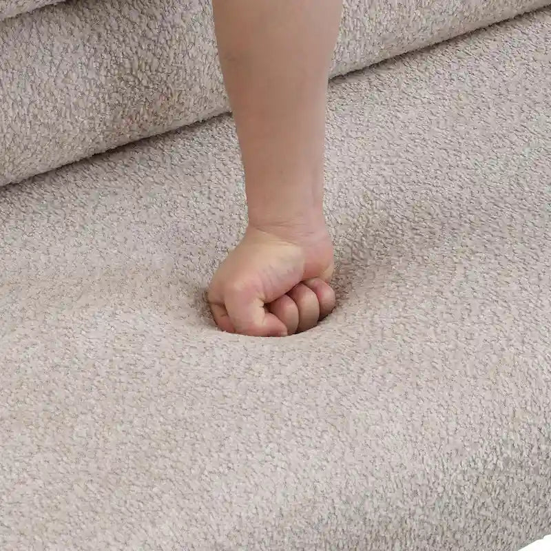 Banc de salle à manger en tissu bouclé - Pieds en bois d'hévéa