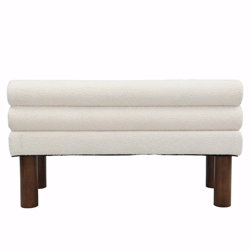 Banc de salle à manger en tissu bouclé - Pieds en bois d'hévéa
