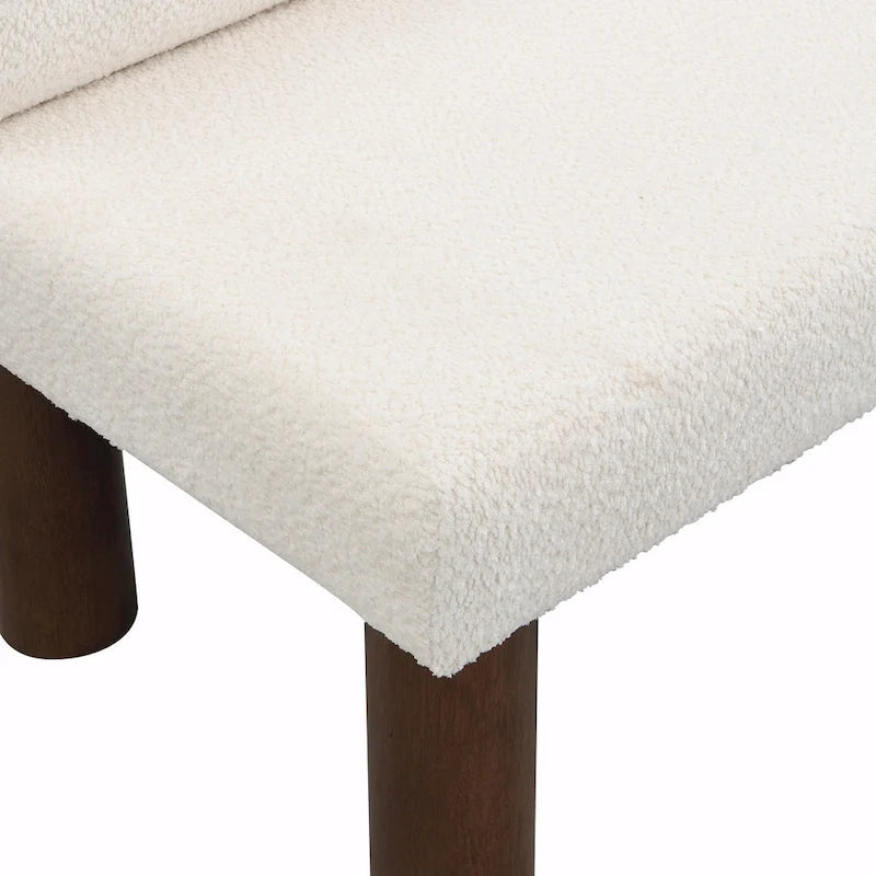 Banc de salle à manger en tissu bouclé - Pieds en bois d'hévéa