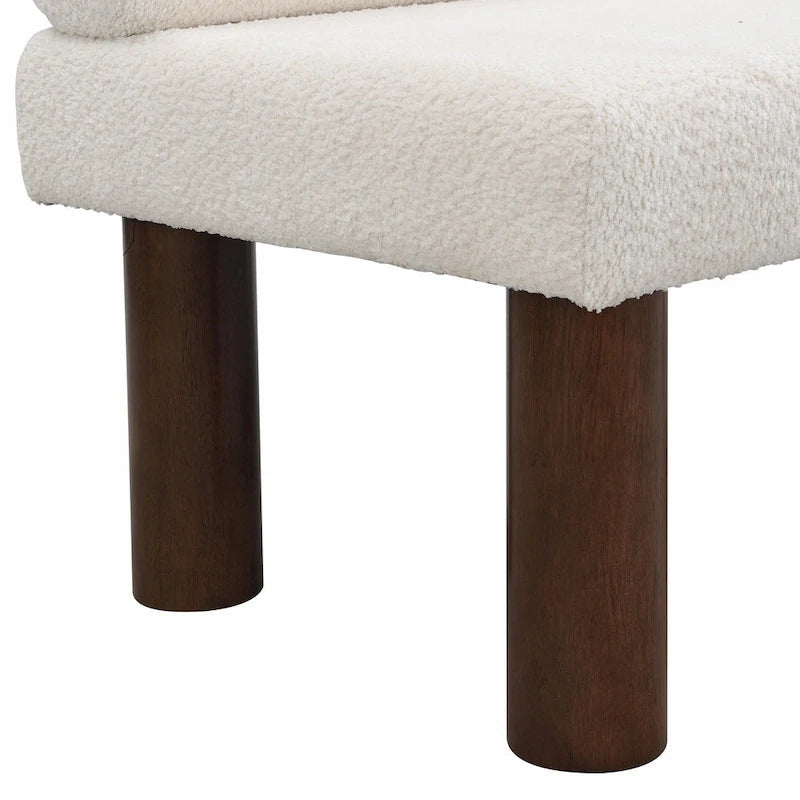 Banc de salle à manger en tissu bouclé - Pieds en bois d'hévéa