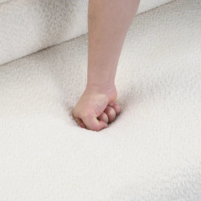 Banc de salle à manger en tissu bouclé - Pieds en bois d'hévéa