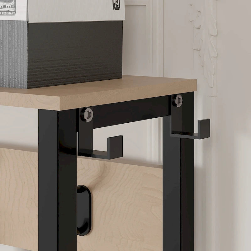 Javlergo Meuble d'entrée avec portemanteau, banc de rangement à chaussures, meuble d'entrée 5-en-1 avec 9 crochets
