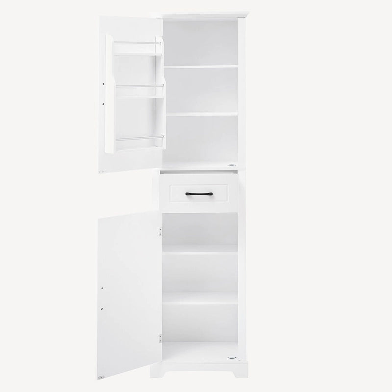 Meuble de rangement haut de salle de bain sur pied avec 2 portes et 1 tiroir
