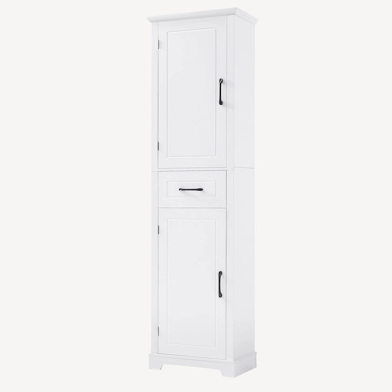 Meuble de rangement haut de salle de bain sur pied avec 2 portes et 1 tiroir