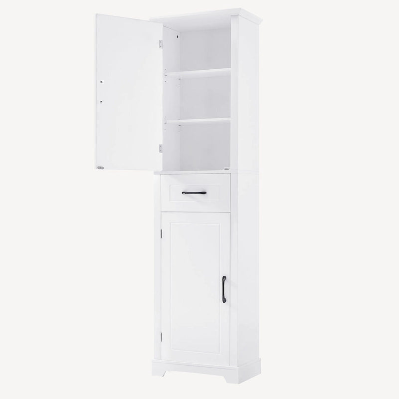 Meuble de rangement haut de salle de bain sur pied avec 2 portes et 1 tiroir