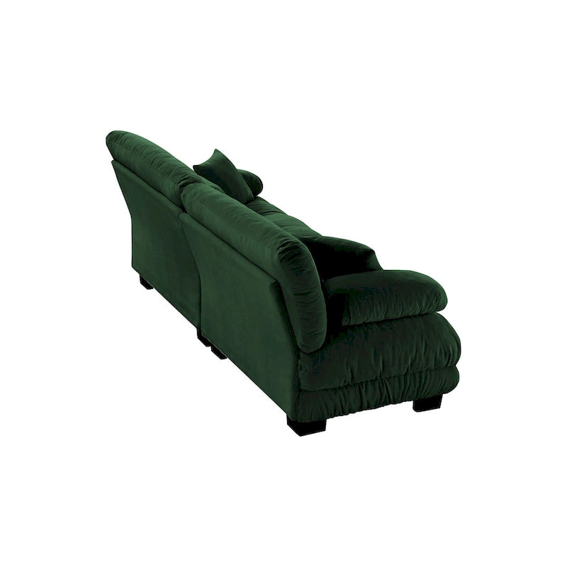 Canapé Cloud 2 places pour salon, canapé 2 places en chenille avec 2 coussins lombaires et 2 coussins décoratifs, vert chenille