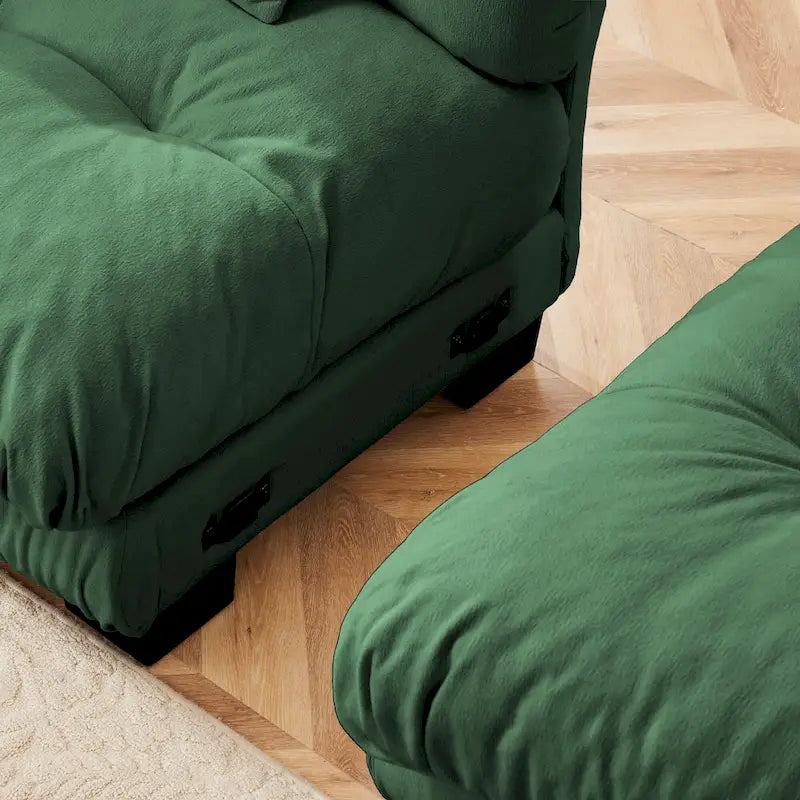 Canapé Cloud 2 places pour salon, canapé 2 places en chenille avec 2 coussins lombaires et 2 coussins décoratifs, vert chenille