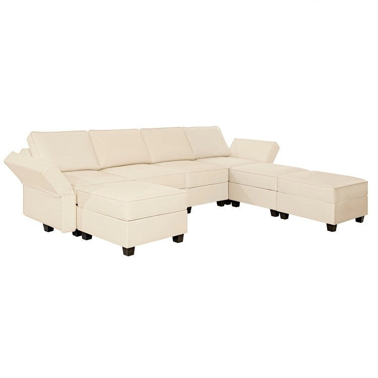 Canapé lit convertible modulable en éléments individuels avec méridienne/causeuse