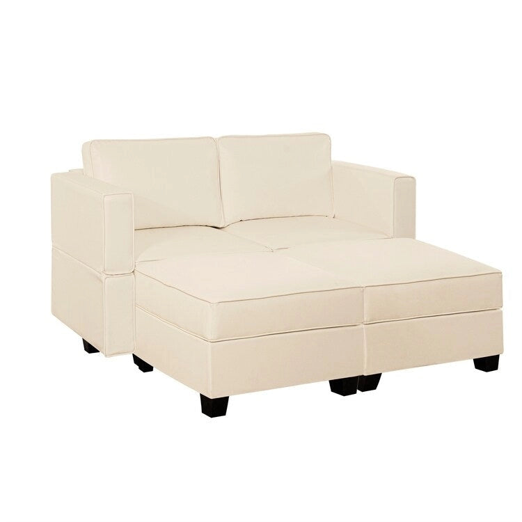 Canapé lit convertible modulable en éléments individuels avec méridienne/causeuse