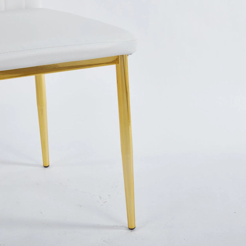 Ensemble de salle à manger 1+4, 5 pièces, Table à manger avec pieds en métal de style Mid-century pour 4 à 6 personnes avec plateau en verre, Table à manger sur pied.