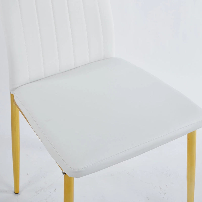 Ensemble de salle à manger 1+4, 5 pièces, Table à manger avec pieds en métal de style Mid-century pour 4 à 6 personnes avec plateau en verre, Table à manger sur pied.