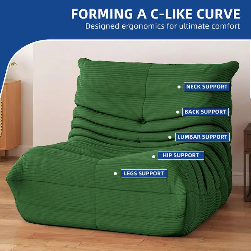 Fauteuil Poire Moasis avec Mousse à Mémoire de Forme, Canapé de Sol Paresseux pour Adultes et Enfants