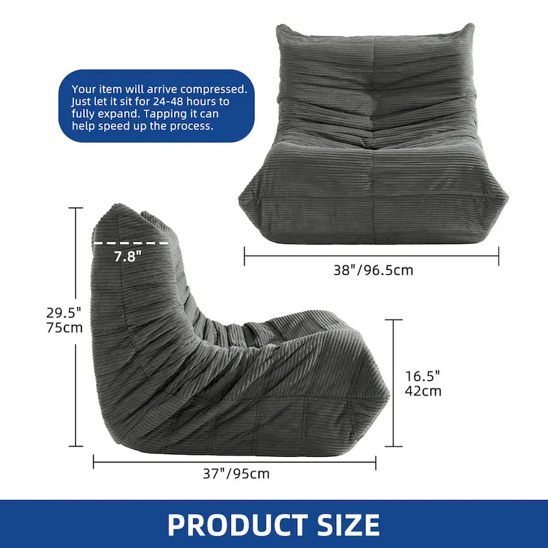 Fauteuil Poire Moasis avec Mousse à Mémoire de Forme, Canapé de Sol Paresseux pour Adultes et Enfants
