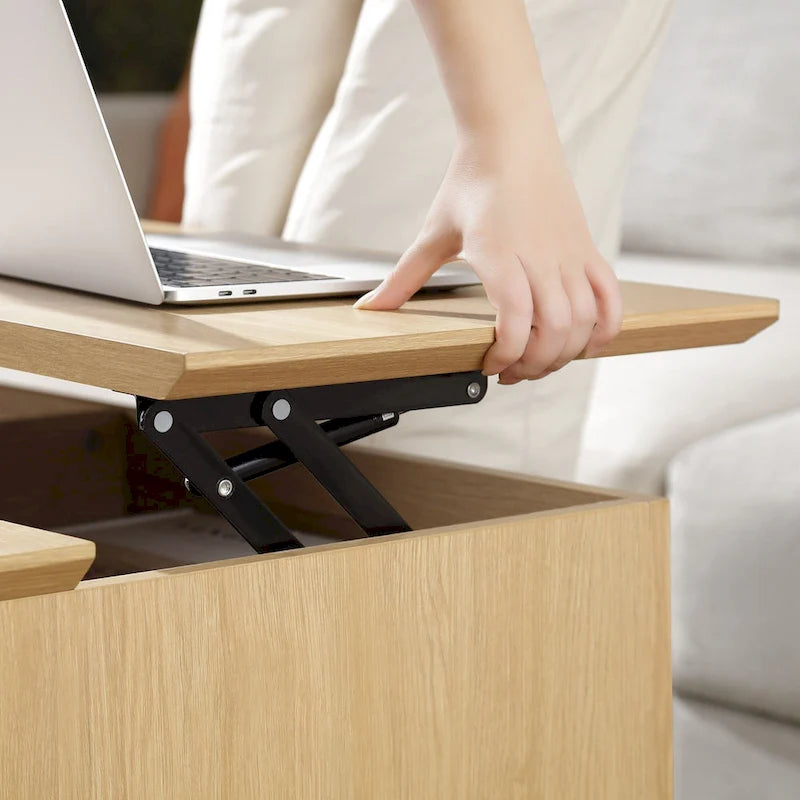 Table basse relevable en rotin Teagan Chelsea Square avec rangement – 42 x 17