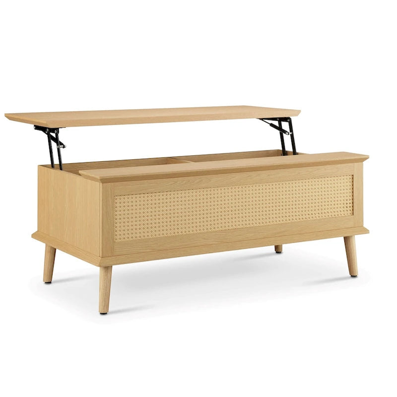 Table basse relevable en rotin Teagan Chelsea Square avec rangement – 42 x 17