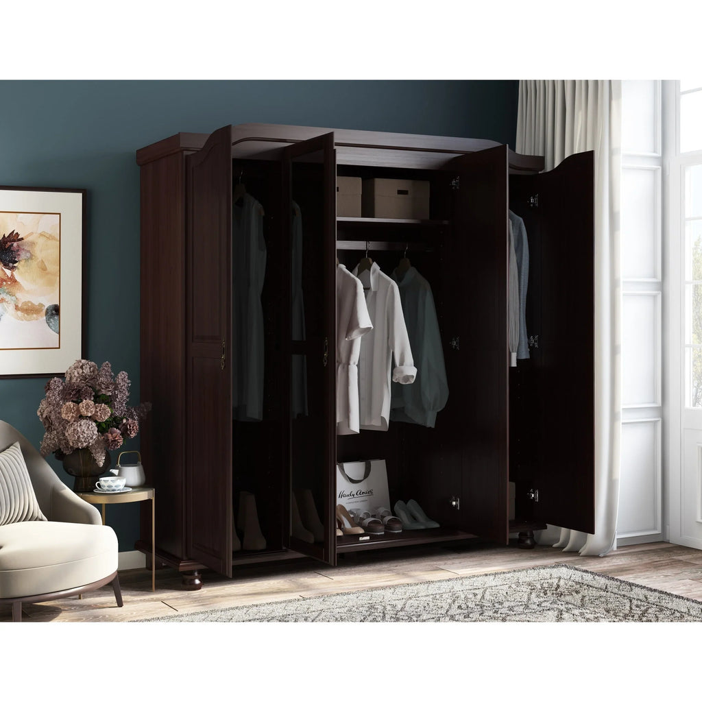 Palace Imports Kyle Armoire 4 portes 100 % en bois massif avec portes en bois massif ou portes miroir