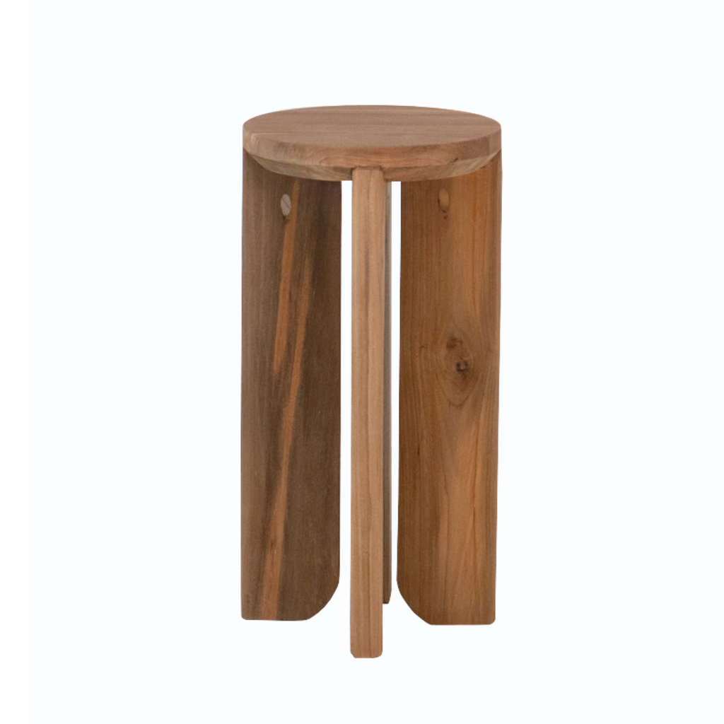 Rustic Teak Side Table with Reclaimed, Round | Set of 3