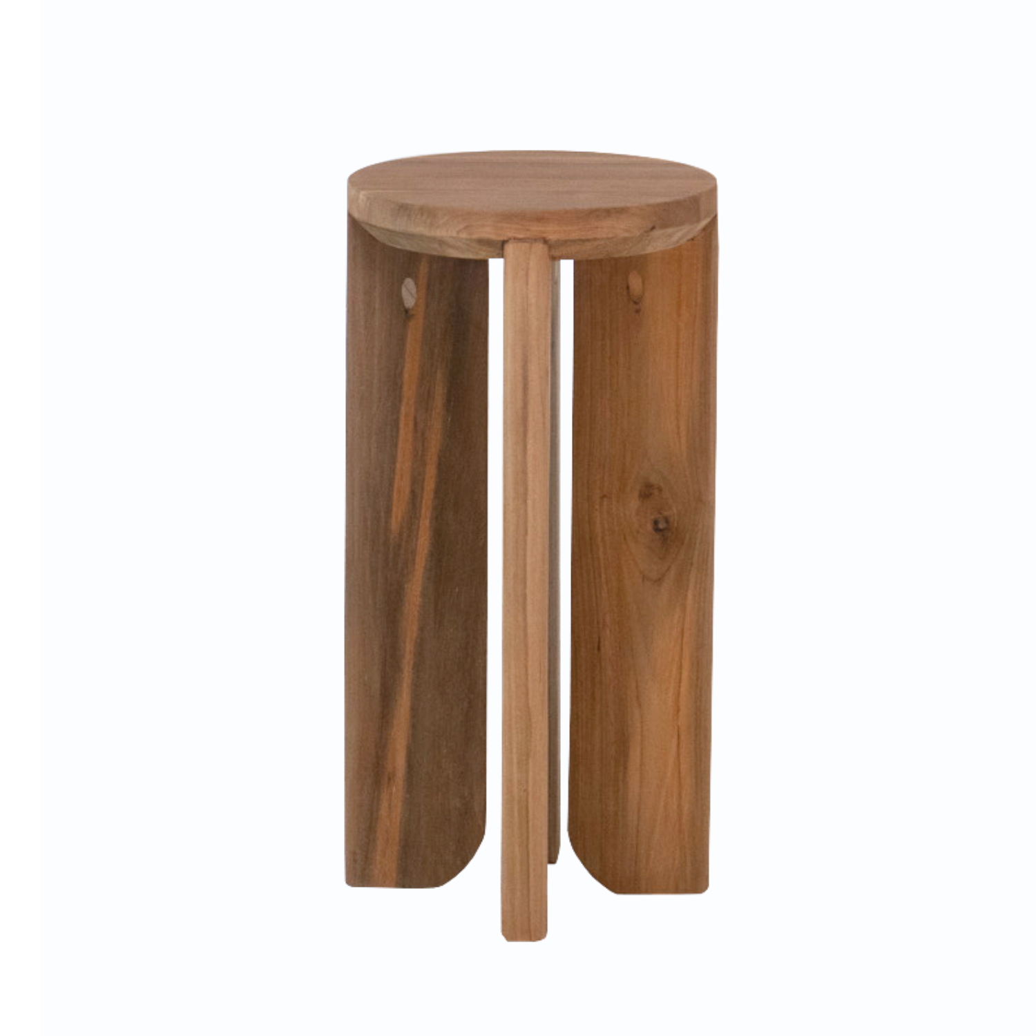 Rustic Teak Side Table with Reclaimed, Round | Set of 3