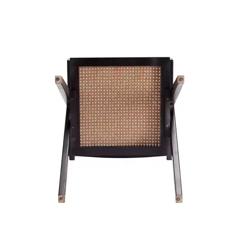 Chaise de salle à manger Hamlet en rotin noir/naturel – Manhattan Comfort : Base en bois de frêne Mid-Century, aucun assemblage requis