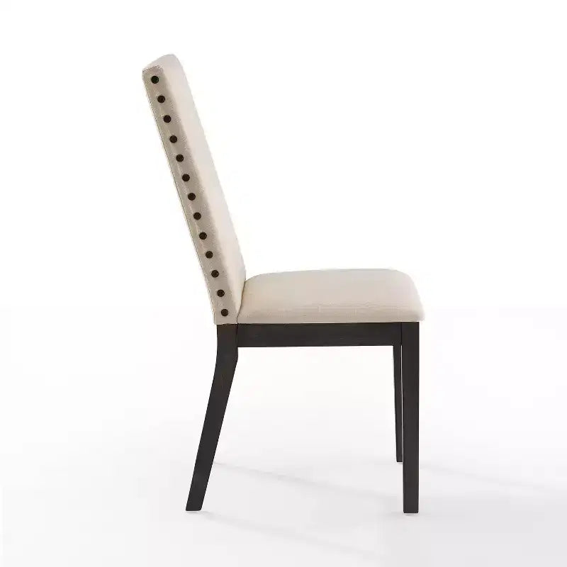 Crosley Lot de 2 chaises rembourrées Hayden Ardoise : Clous décoratifs, pieds en bois d'hévéa, coussin en mousse