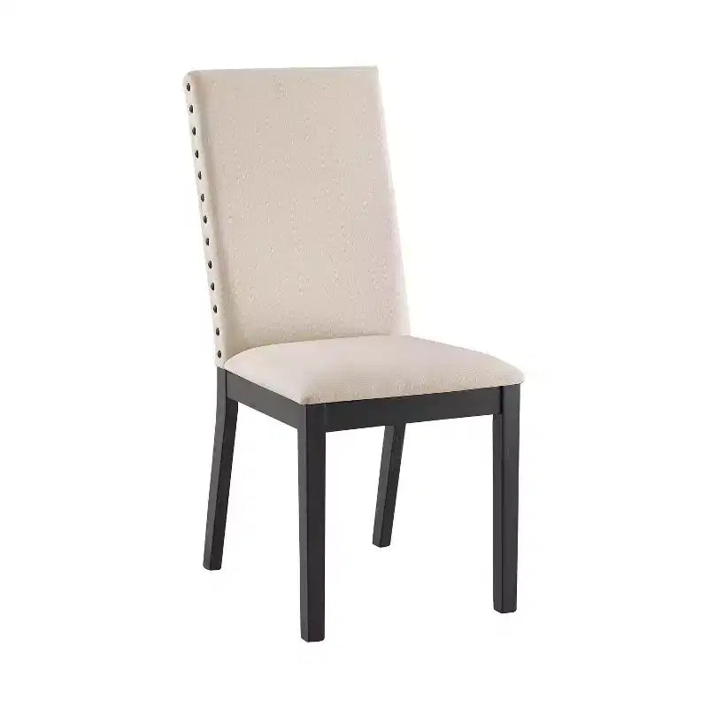 Crosley Lot de 2 chaises rembourrées Hayden Ardoise : Clous décoratifs, pieds en bois d'hévéa, coussin en mousse