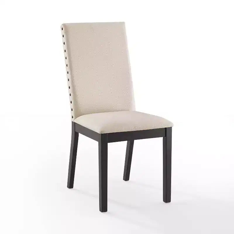 Crosley Lot de 2 chaises rembourrées Hayden Ardoise : Clous décoratifs, pieds en bois d'hévéa, coussin en mousse