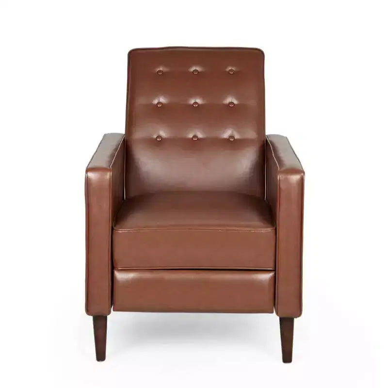 Christopher Knight Home Mervynn Mid-Century Modern Button Tufted Recliner Cognac Brown/Dark Espresso : Revêtement en similicuir, Cadre en contreplaqué