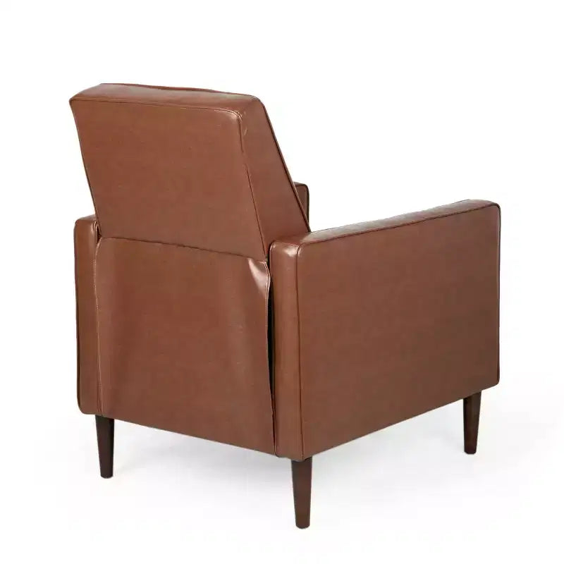 Christopher Knight Home Mervynn Mid-Century Modern Button Tufted Recliner Cognac Brown/Dark Espresso : Revêtement en similicuir, Cadre en contreplaqué
