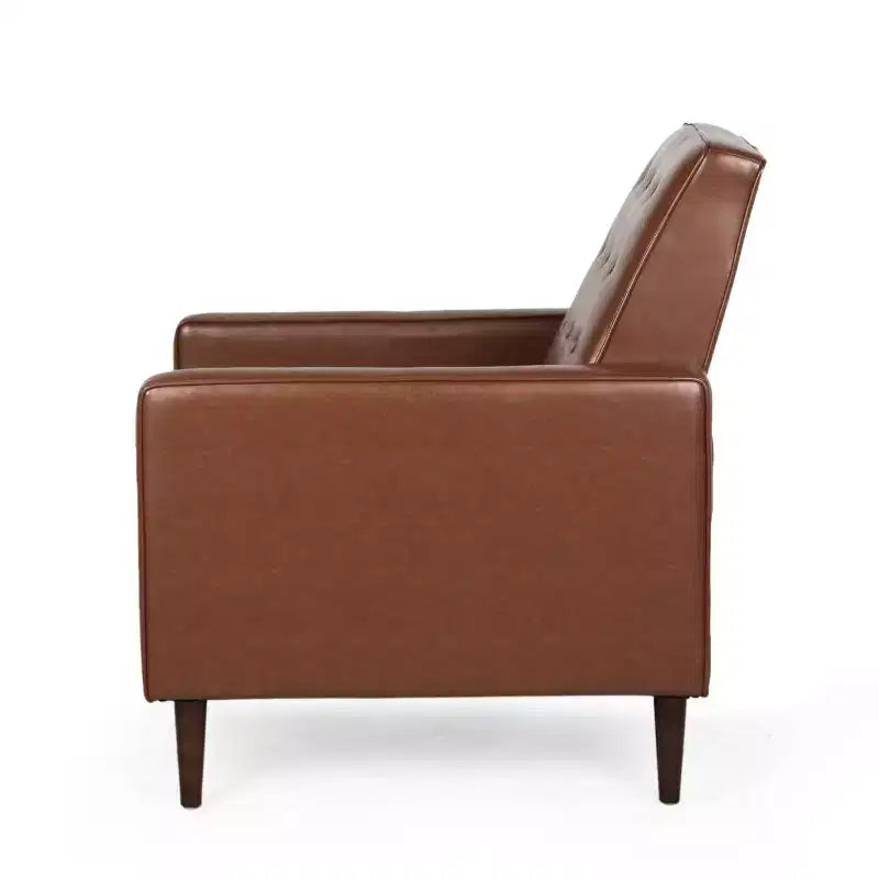 Christopher Knight Home Mervynn Mid-Century Modern Button Tufted Recliner Cognac Brown/Dark Espresso : Revêtement en similicuir, Cadre en contreplaqué