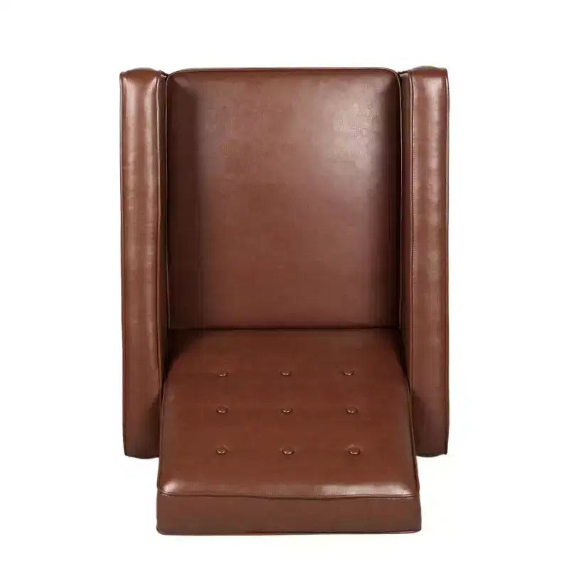 Christopher Knight Home Mervynn Mid-Century Modern Button Tufted Recliner Cognac Brown/Dark Espresso : Revêtement en similicuir, Cadre en contreplaqué