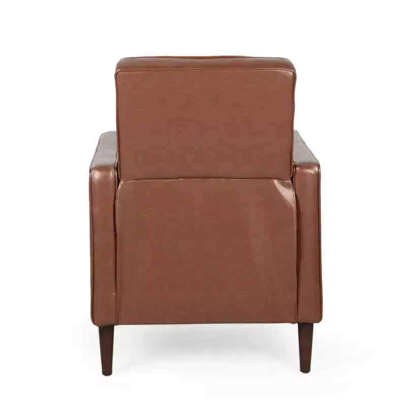 Christopher Knight Home Mervynn Mid-Century Modern Button Tufted Recliner Cognac Brown/Dark Espresso : Revêtement en similicuir, Cadre en contreplaqué