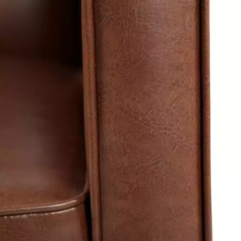 Christopher Knight Home Mervynn Mid-Century Modern Button Tufted Recliner Cognac Brown/Dark Espresso : Revêtement en similicuir, Cadre en contreplaqué