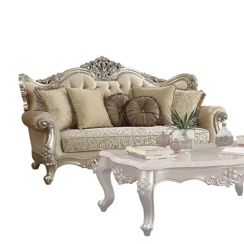 Canapé 88 po Bentley Tissu/Champagne - Acme Furniture : d'inspiration victorienne, capitonné, accoudoirs roulés