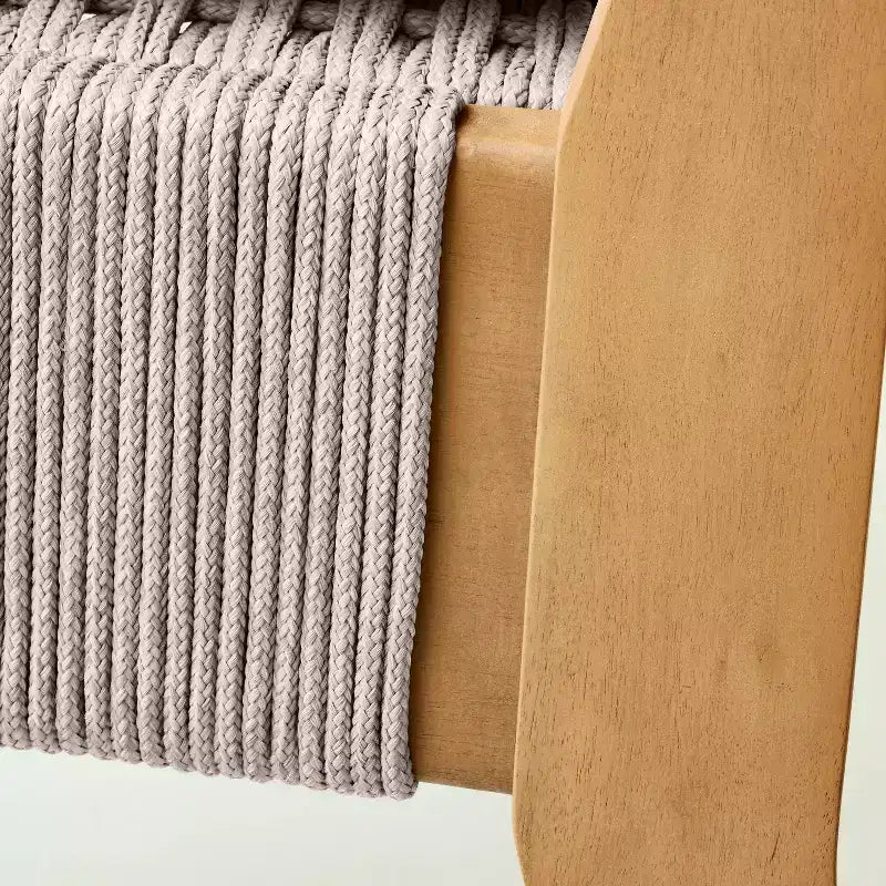 Chaise de patio et ottoman en bois et corde - Hearth & Hand™ avec Magnolia : Résistante aux intempéries, style maison de campagne