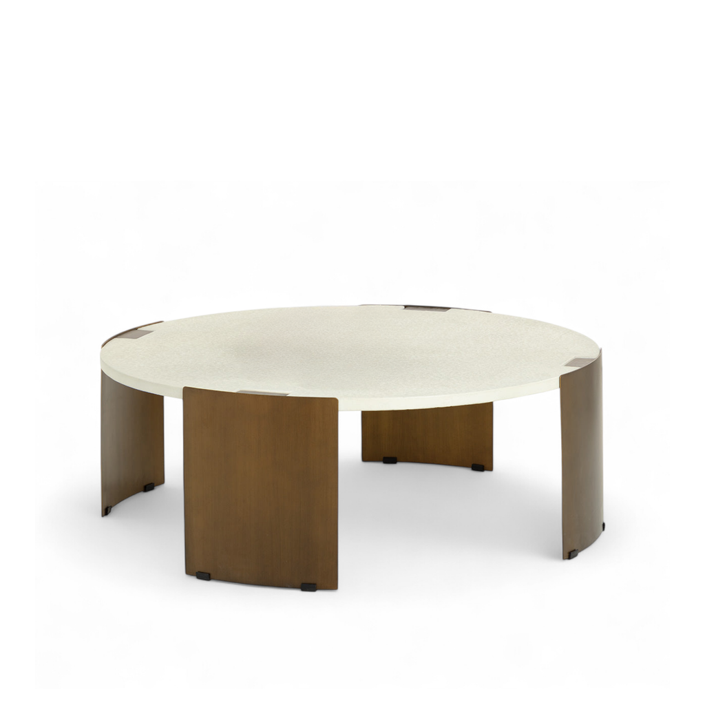 Modern Concrete Coffee Table with Sculptural, Round