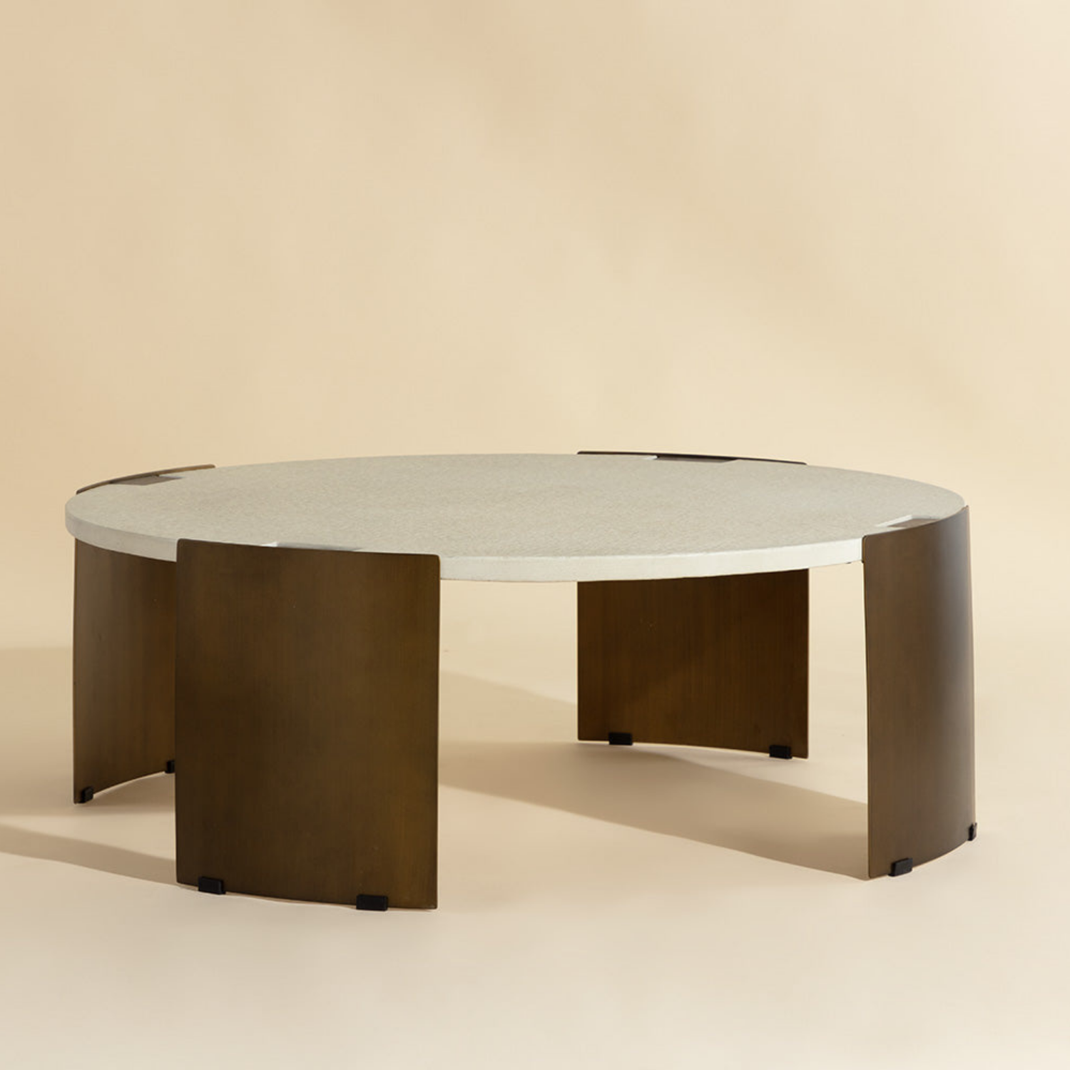 Modern Concrete Coffee Table with Sculptural, Round
