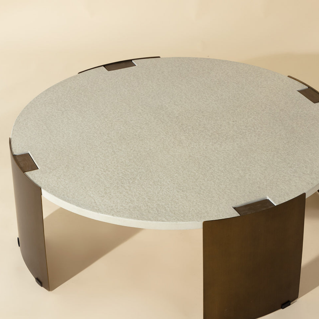 Modern Concrete Coffee Table with Sculptural, Round