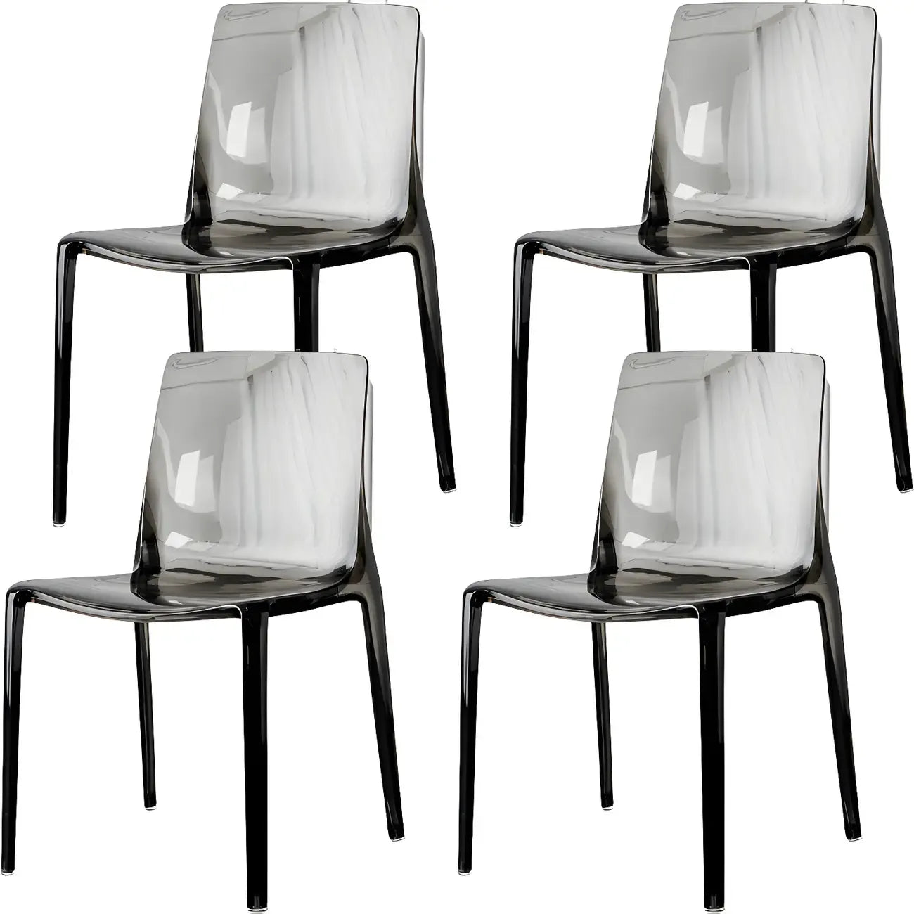 Chaise de salle à manger sans accoudoirs à dossier bas en acrylique ambre