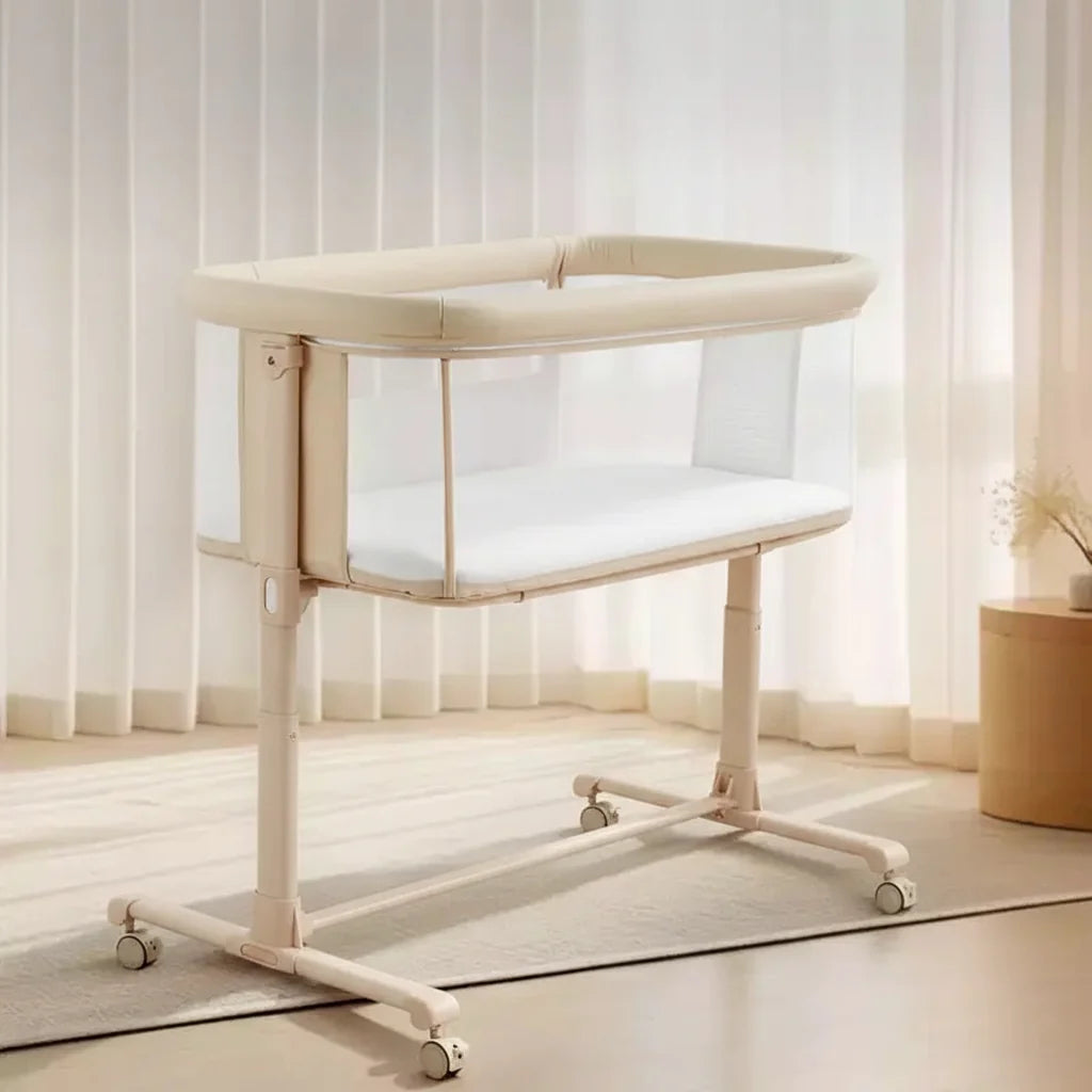 Berceau avec roulettes 鈥?Beige / Gris / Rose, Cododo, pour 1 bébé