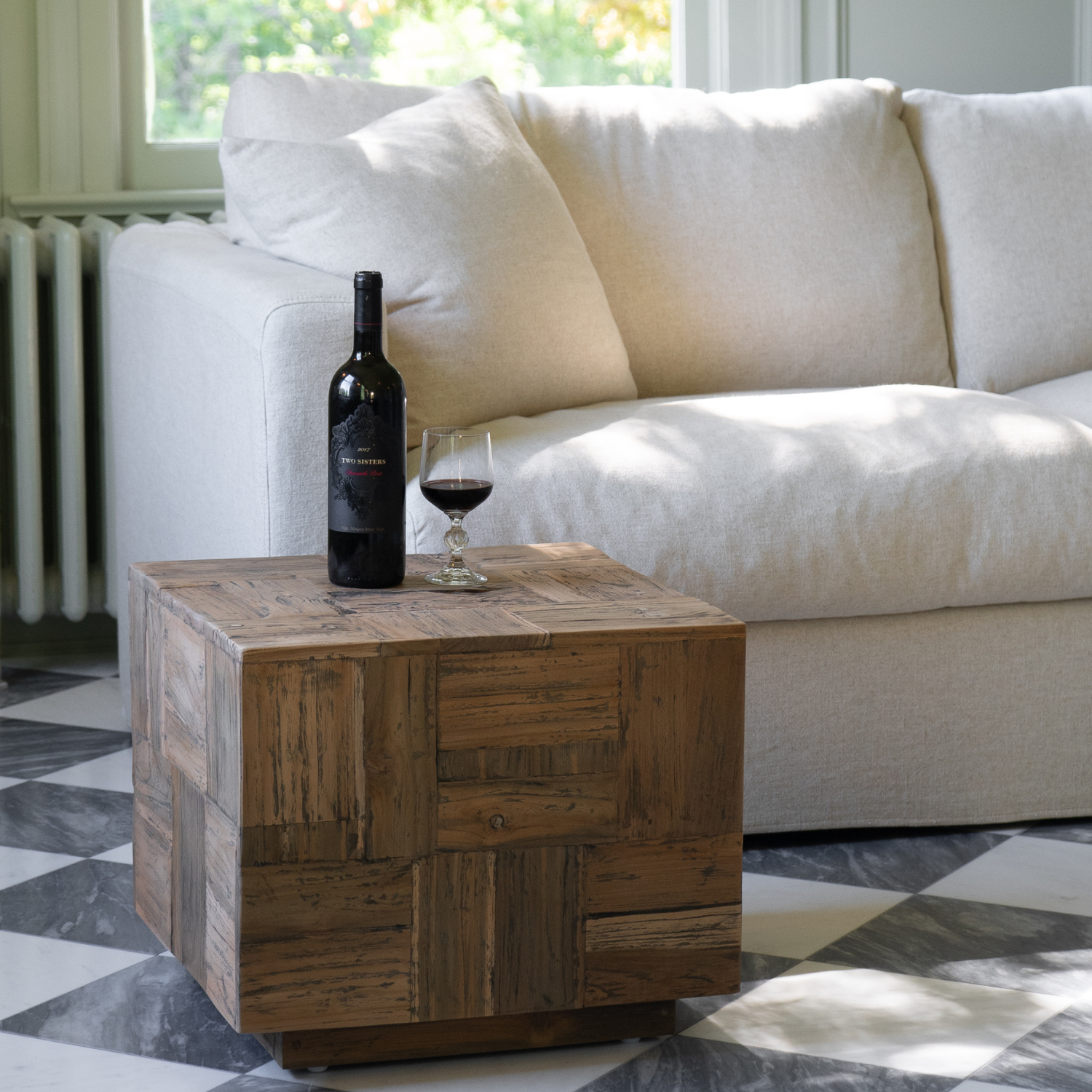 Farmhouse Reclaimed Wood Side Table with Reclaimed