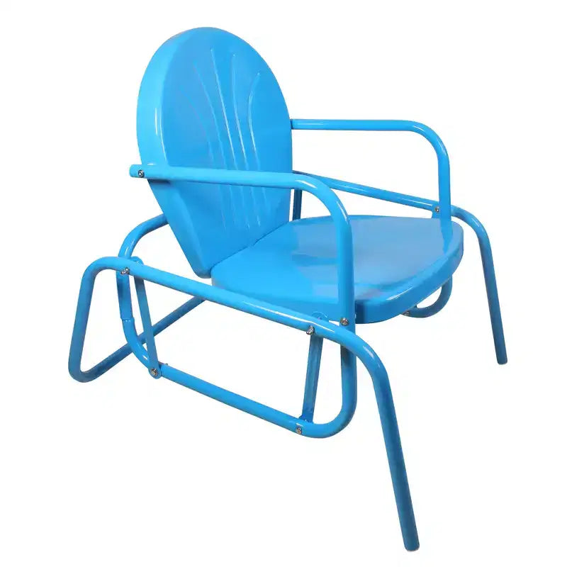 Chaise de patio planeur en métal tulipe rétro Northlight pour l'extérieur, bleu ciel