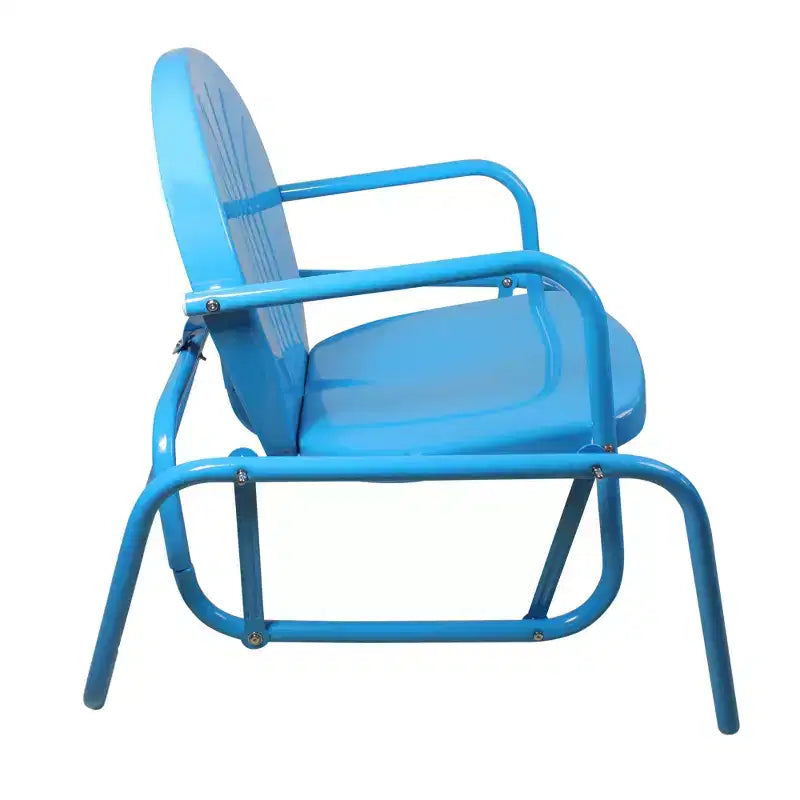 Chaise de patio planeur en métal tulipe rétro Northlight pour l'extérieur, bleu ciel