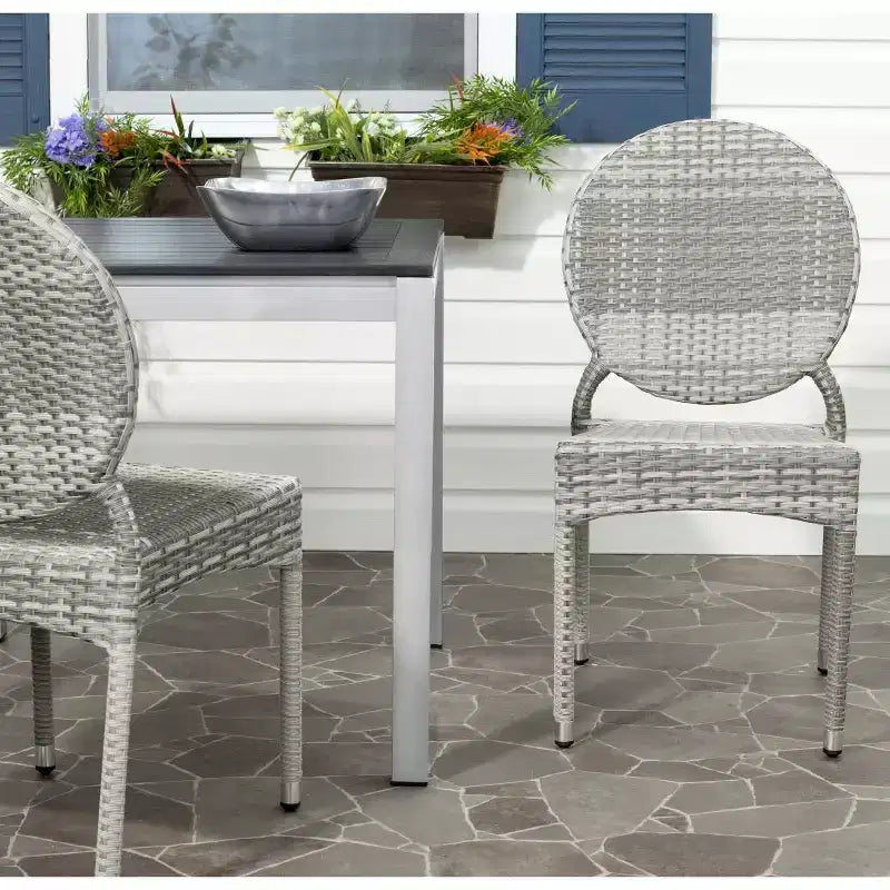 Chaise d'appoint empilable Valdez Intérieur/Extérieur (Lot de 2) - FOX5204 - Gris - Safavieh Couture