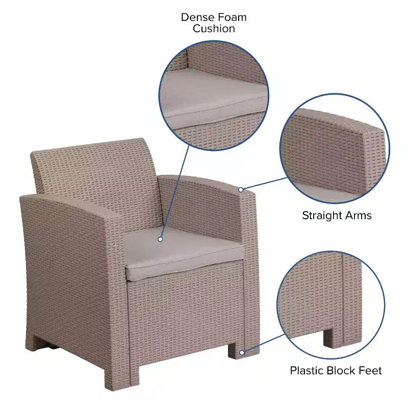 Chaise en rotin synthétique Flash Furniture avec coussin tout temps